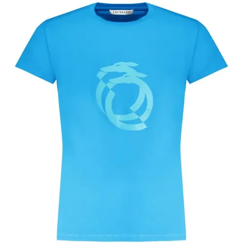 Blau Print Logo T-Shirt Trussardi - Trussardi - Modalova