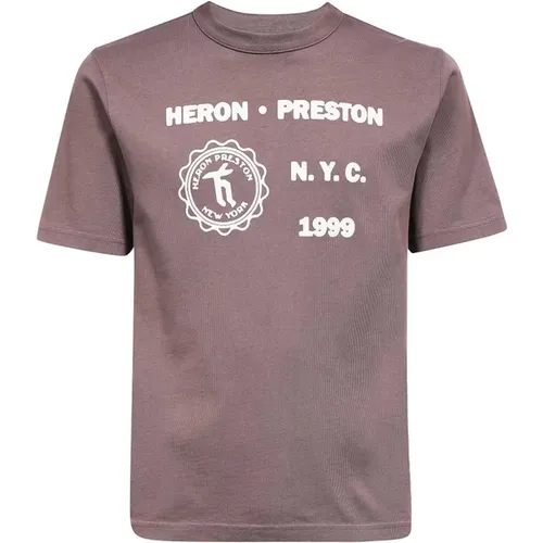 Baumwoll T-Shirt mit Drucken , Herren, Größe: M - Heron Preston - Modalova