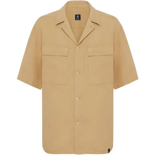 Leinen Camp Overshirt , Herren, Größe: L - Boggi Milano - Modalova