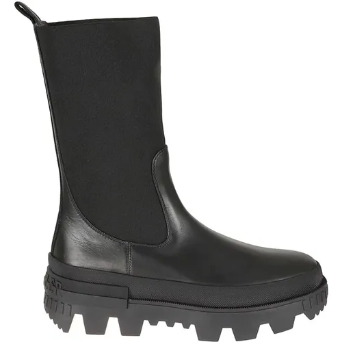 Leather Logo Boots for Women , female, Sizes: 3 1/2 UK, 7 UK, 3 UK, 4 1/2 UK, 4 UK, 5 UK, 6 UK - Moncler - Modalova
