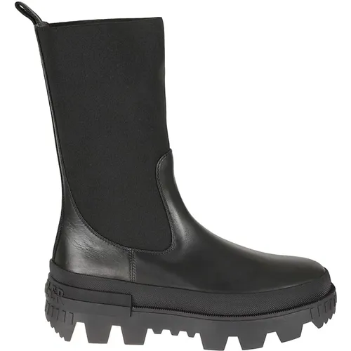 Leather Logo Boots for Women , female, Sizes: 3 1/2 UK, 7 UK, 3 UK, 4 1/2 UK, 4 UK, 5 UK, 6 UK, 5 1/2 UK - Moncler - Modalova