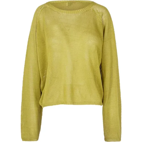 Cotton Round Neck Long Sleeve Sweater , female, Sizes: S, XS, M - Jucca - Modalova