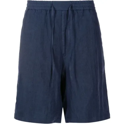Linen Drawstring Bermuda Shorts , male, Sizes: M, XL, S, L - Emporio Armani - Modalova