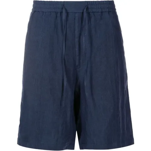 Linen Drawstring Bermuda Shorts , male, Sizes: S - Emporio Armani - Modalova