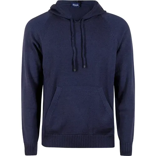 Blauer Wollkapuzenpullover , Herren, Größe: 3XL - Drumohr - Modalova