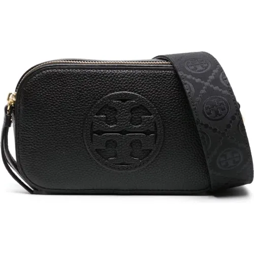 Grained Leather Shoulder Bag with Double T Motif , female, Sizes: ONE SIZE - TORY BURCH - Modalova