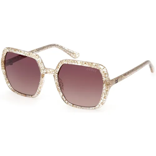 Junior Sunglasses Crystal Gold/Brown Shaded , unisex, Sizes: 49 MM - Guess - Modalova