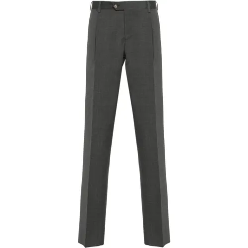 Grey Wool Blend Trousers with Button/Zip Closure and Belt Loops , male, Sizes: 2XL - Lardini - Modalova