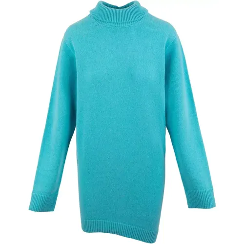Blaues Woll-Jumper-Kleid mit Stehkragen - Laneus - Modalova