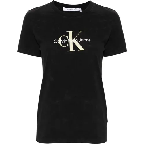 Schwarze T-Shirts und Polos , Damen, Größe: XS - Calvin Klein Jeans - Modalova