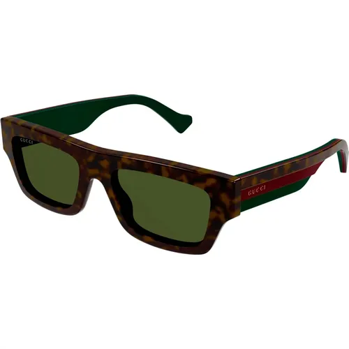 Havana/Grüne Sonnenbrille , Herren, Größe: 55 MM - Gucci - Modalova