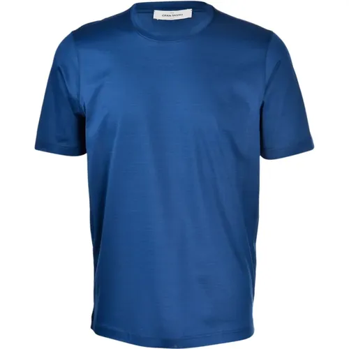 Blaues Baumwoll-Casual-T-Shirt , Herren, Größe: 2XL - Gran Sasso - Modalova