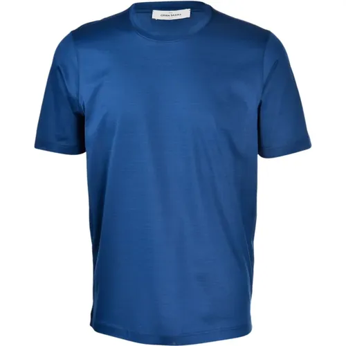 Blaues Baumwoll-Casual-T-Shirt , Herren, Größe: XL - Gran Sasso - Modalova