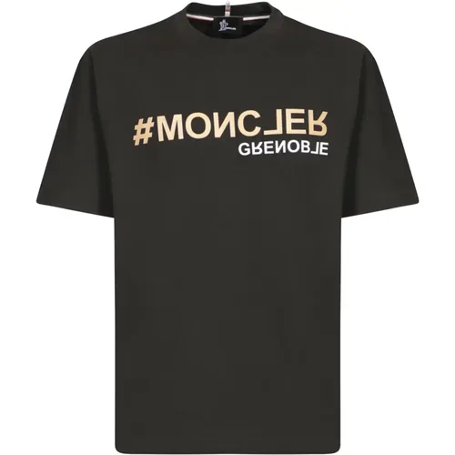 Schwarzes T-Shirt Stilvoll Luxuriös Bequem - Moncler - Modalova