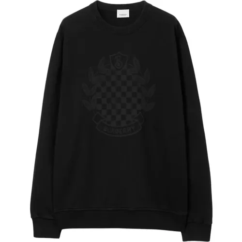 Kariertes Baumwoll-Sweatshirt mit Wappen - Burberry - Modalova