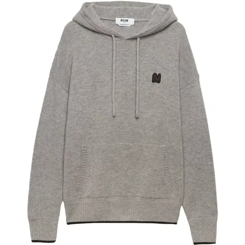 Grauer Logo Patch Kapuzenpullover - MSGM - Modalova