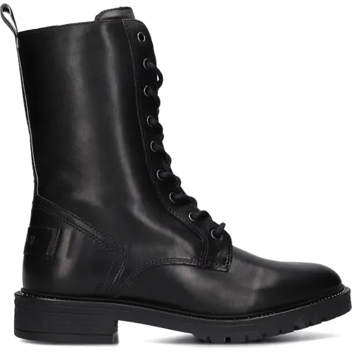 Schwarze Leder Schnürstiefel , Damen, Größe: 38 EU - Notre-v - Modalova