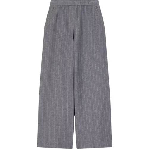 Graue Gestreifte Straight Leg Hose , Damen, Größe: XL - Max Mara - Modalova