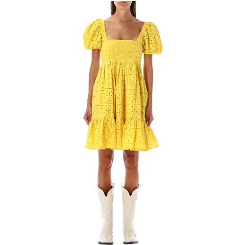 Broderie Anglaise Mini Dress , female, Sizes: M - Ganni - Modalova