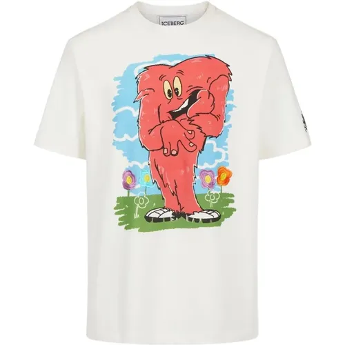 T-Shirt mit Cartoon-Grafik , Herren, Größe: XL - Iceberg - Modalova