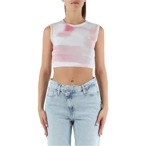 Stretch Cotton Ribbed Top , female, Sizes: L, XS, S, M - Calvin Klein Jeans - Modalova