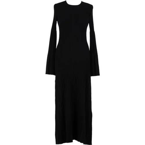 Elegantes Rippstrick Midi Kleid Schwarz , Damen, Größe: S - Twinset - Modalova