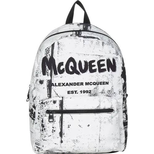 Black Bucket Bag & Backpack with Graffiti Signature , male, Sizes: ONE SIZE - alexander mcqueen - Modalova