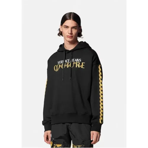 Chain Logo Hoodie /Gold , male, Sizes: M, XL, S - Versace Jeans Couture - Modalova