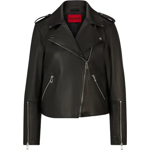 Asymmetrische Leder Bikerjacke - Hugo Boss - Modalova