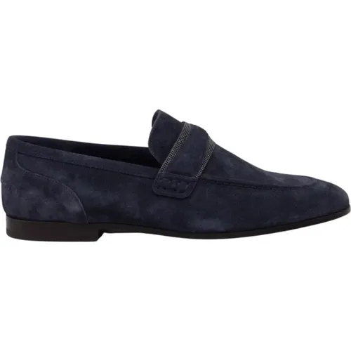 Elegant Suede Loafers with Monile Insert , female, Sizes: 6 UK, 4 UK - BRUNELLO CUCINELLI - Modalova