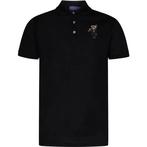 Schwarze Polo-T-Shirts mit Polo Bear Patch - Ralph Lauren - Modalova