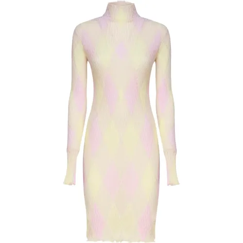 Star Collar Check Dress Pink Yellow , female, Sizes: XS, S - Burberry - Modalova