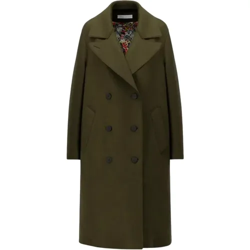 Double-breasted wool coat in moss , female, Sizes: S, M, XS, 2XS - Harris Wharf London - Modalova