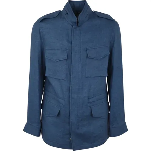Saharian Linen Shirt Jacket , male, Sizes: XL - Barba Napoli - Modalova