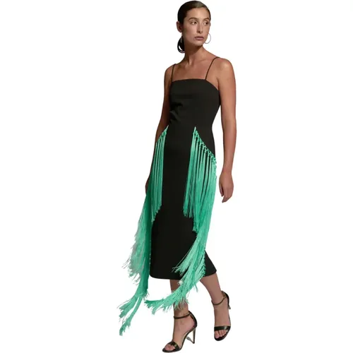 Green Fringed Midi Dress , female, Sizes: L, M, XL, 2XL, S - Moskada - Modalova