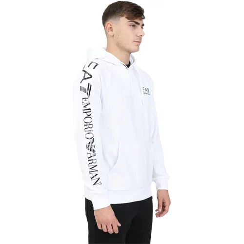 Weiße Kapuzenpullover Logo Serie Essential Fit - Emporio Armani EA7 - Modalova