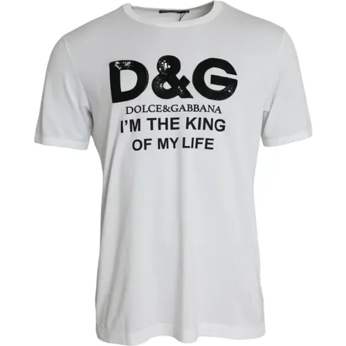 King Print Baumwoll-Crewneck T-Shirt - Dolce & Gabbana - Modalova