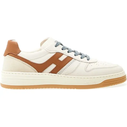 White Leather Sneakers with Blue Accents , male, Sizes: 6 UK, 8 UK, 11 UK, 10 UK, 9 1/2 UK, 6 1/2 UK, 7 1/2 UK, 5 UK, 7 UK - Hogan - Modalova