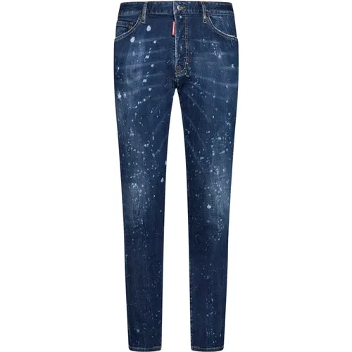Paint-Splatter Skinny-Cut Jeans , male, Sizes: XL, S, M, L - Dsquared2 - Modalova
