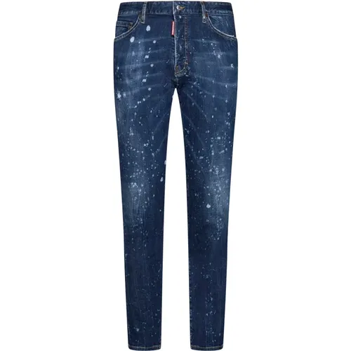 Paint-Splatter Skinny-Cut Jeans , male, Sizes: XL, S, XS, L - Dsquared2 - Modalova