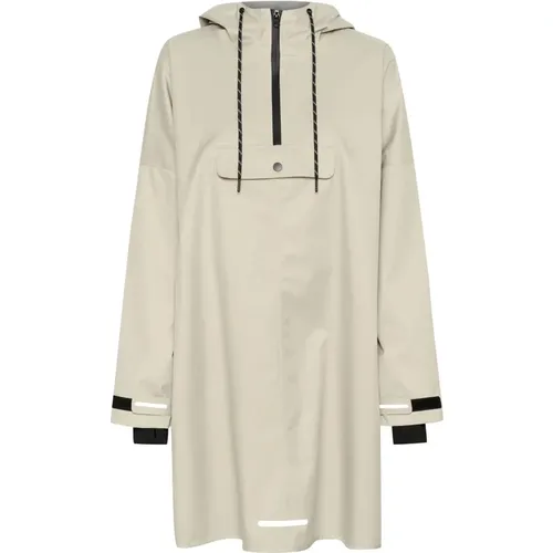 Oversized Anorak Feather Gray Jacket , female, Sizes: S/M, L/XL - Cream - Modalova