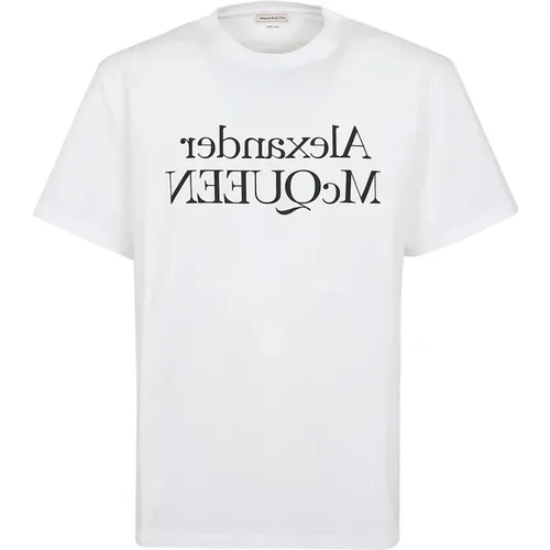 Weiß Schwarz T-Shirt , Herren, Größe: L - alexander mcqueen - Modalova