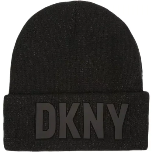 Schwarze Beanie Mütze mit Metallfaser - DKNY - Modalova