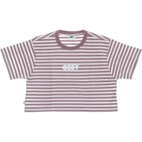 Kurze T-Shirt Brody Box Tee , Damen, Größe: XS - Obey - Modalova