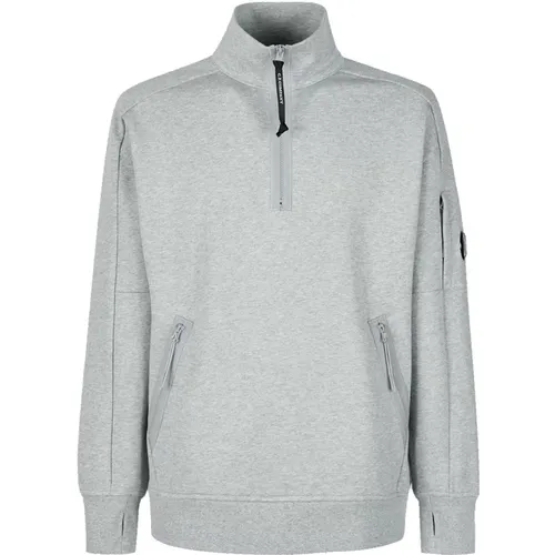 Grau Melange Diagonal Raised Fleece Sweatshirt , Herren, Größe: XL - C.P. Company - Modalova