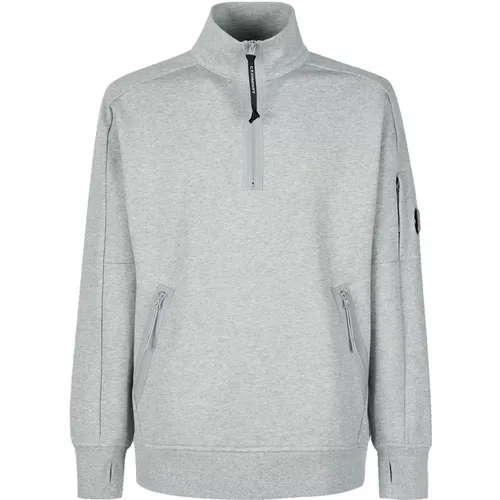 Grau Melange Diagonal Raised Fleece Sweatshirt , Herren, Größe: L - C.P. Company - Modalova