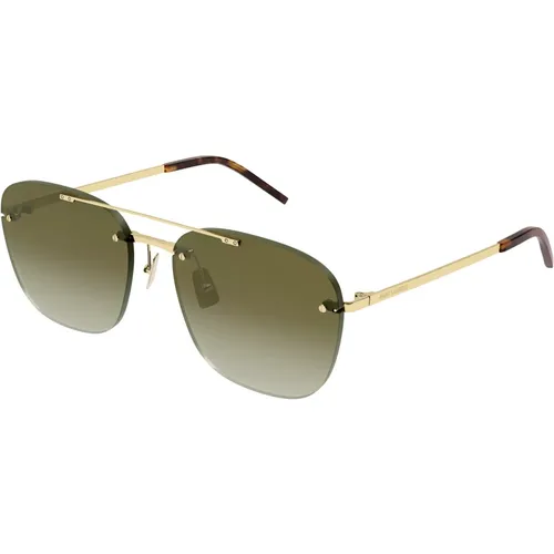 Rimless Sunglasses Gold/Brown Green , unisex, Sizes: 58 MM - Saint Laurent - Modalova