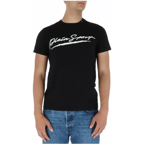Schwarzes Print T-Shirt , Herren, Größe: L - Plein Sport - Modalova