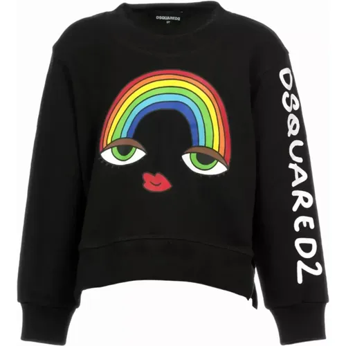 Schwarzer Pullover mit buntem Druck - Dsquared2 - Modalova