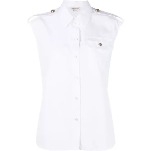 Military-Inspired Sleeveless Shirt , female, Sizes: L, S - alexander mcqueen - Modalova